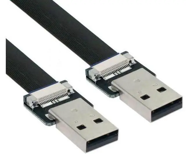 Main image of USB 2.0 Type-A Male to Type-A Male Data Flat Slim FPC Cable for FPV and Disk and Scanner and Printer