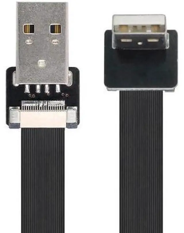 Main image of Up Angled USB 2.0 Type-A Male to Type-A Male Data Flat Slim FPC Cable 90 Degree for FPV and Disk and Scanner and Printer