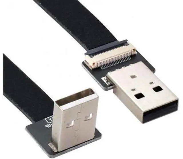 Alt view image 3 of 7 - Up Angled USB 2.0 Type-A Male to Type-A Male Data Flat Slim FPC Cable 90 Degree for FPV and Disk and Scanner and Printer