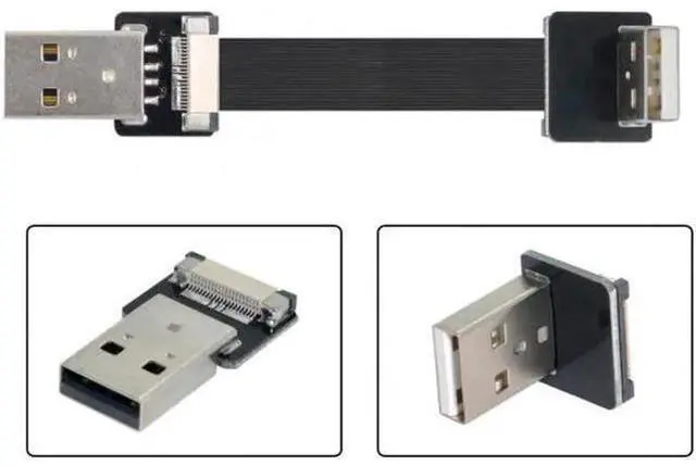Alt view image 4 of 7 - Up Angled USB 2.0 Type-A Male to Type-A Male Data Flat Slim FPC Cable 90 Degree for FPV and Disk and Scanner and Printer