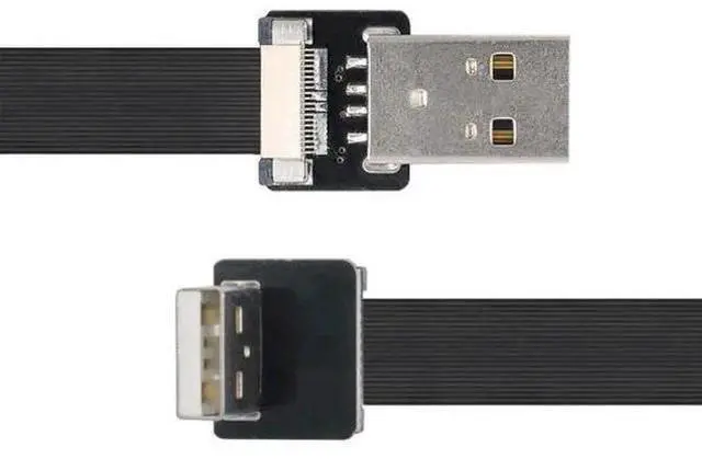 Alt view image 5 of 7 - Up Angled USB 2.0 Type-A Male to Type-A Male Data Flat Slim FPC Cable 90 Degree for FPV and Disk and Scanner and Printer