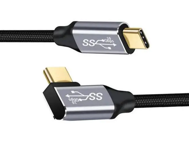 Alt view image 2 of 7 - 90 Degree Right Angled Type-C USB-C Male to Male USB3.1 10Gbps 100W Data Cable for Laptop and Phone 3.3 feet