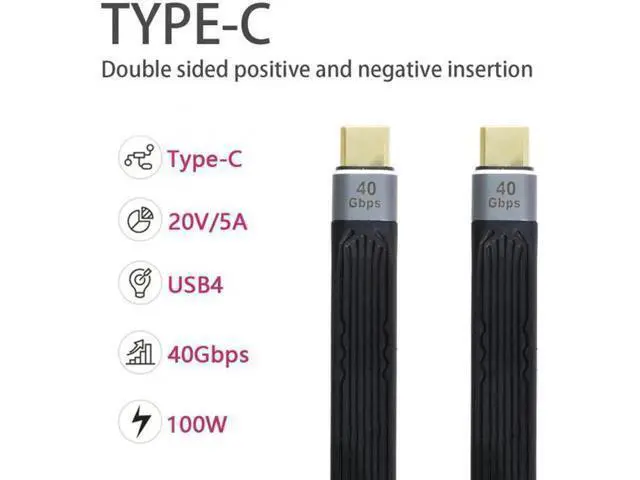Alt view image 6 of 7 - Type-C USB-C Male to Male USB4 40Gbps 100W 8K Flat Slim FPC Data Cable for Laptop Phone 13cm