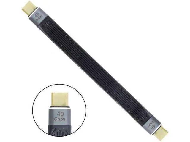Alt view image 4 of 7 - Type-C USB-C Male to Male USB4 40Gbps 100W 8K Flat Slim FPC Data Cable for Laptop Phone 13cm