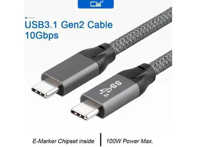 Alt view image 2 of 7 - 10Gbps USB-C USB 3.1 Type C Gen2 Male to Male Data Video 100W Cable with E-marker for Tablet and Phone and Laptop 3.3feet