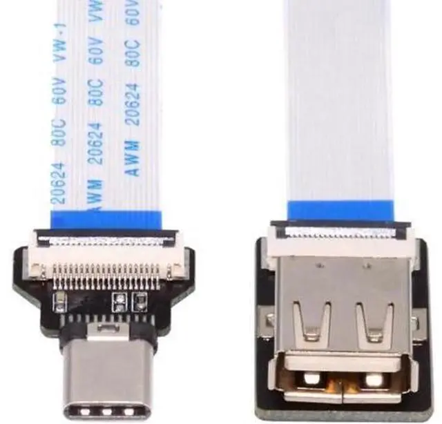 Main image of OTG USB-C Type-C Male Host to USB 2.0 Type-A Female Target Data Flat Slim FPC Cable 13cm for FPV Disk Phone Laptop