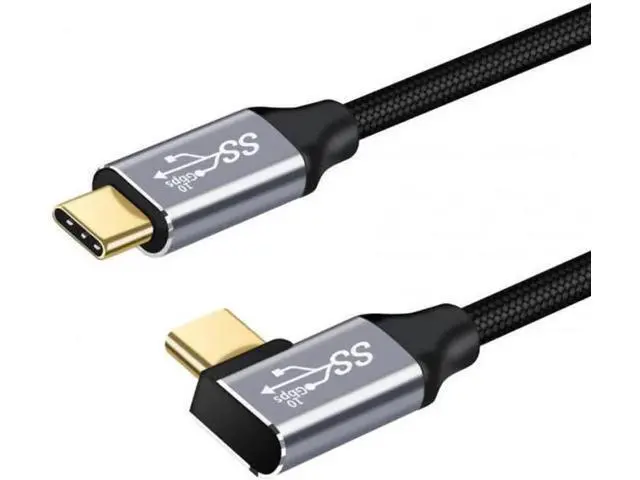 Alt view image 3 of 6 - 90 Degree Right Angled Type-C USB-C Male to Male USB3.1 10Gbps 100W Data Cable for Laptop and Phone 6.6 feet