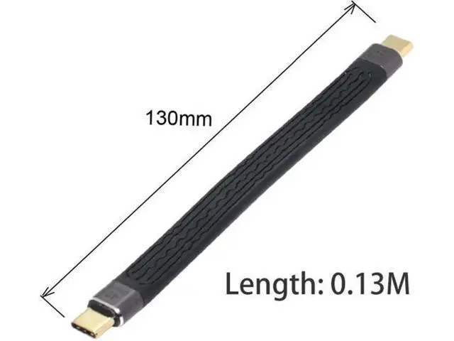 Alt view image 3 of 7 - Type-C USB-C Male to Male USB4 40Gbps 100W 8K Flat Slim FPC Data Cable for Laptop Phone 13cm