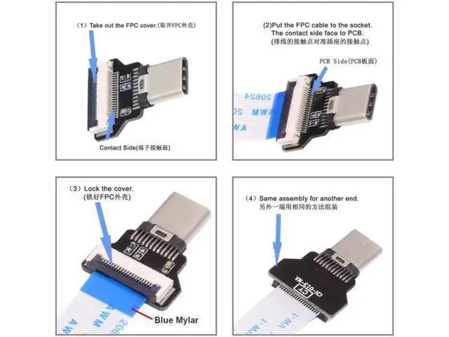 Alt view image 6 of 7 - OTG USB-C Type-C Male Host to USB 2.0 Type-A Female Target Data Flat Slim FPC Cable 13cm for FPV Disk Phone Laptop