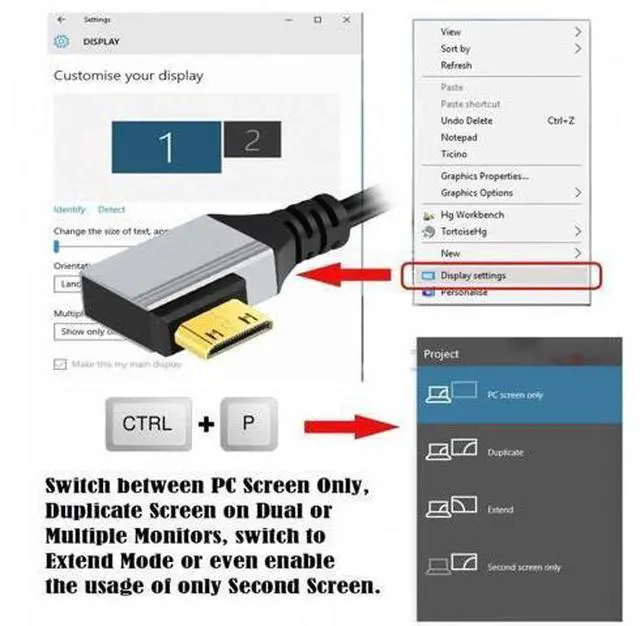 Alt view image 7 of 7 - 90 Degree Right Angled Mini HDMI 2.1 Ultra Thin HDTV Cable 8K 4K Hyper Super Flexible Slim Cord Type-A to Type-C for Camera HDTV