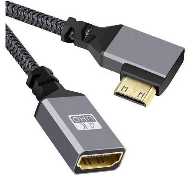 Alt view image 5 of 7 - 4K Type-C MINI HDMI 1.4 Male 90 Degree Up Angled to HDMI Female Extension Cable for DV MP4 Camera DC Laptop