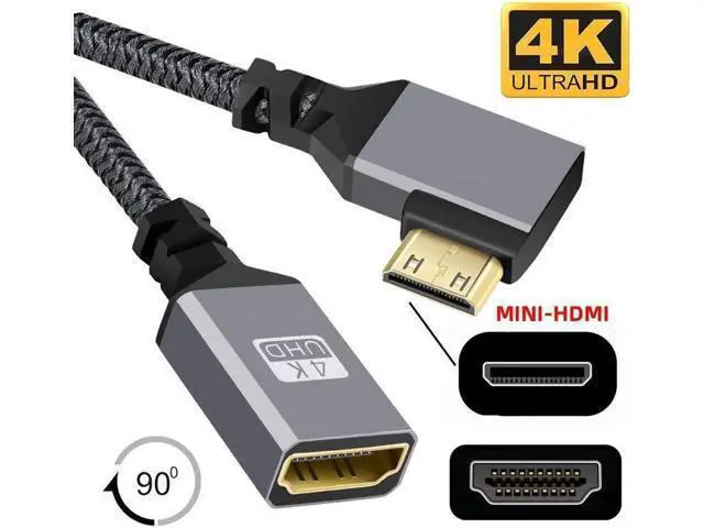 Alt view image 7 of 7 - 4K Type-C MINI HDMI 1.4 Male 90 Degree Up Angled to HDMI Female Extension Cable for DV MP4 Camera DC Laptop