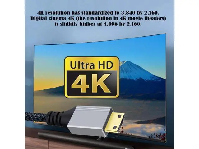 Alt view image 5 of 7 - 0.3m HDMI 2.0 Male to Mini HDMI Type-C Male 4K 60hz Cable with Sleeve Straight Connector for HDTV Computer Laptop Monitor