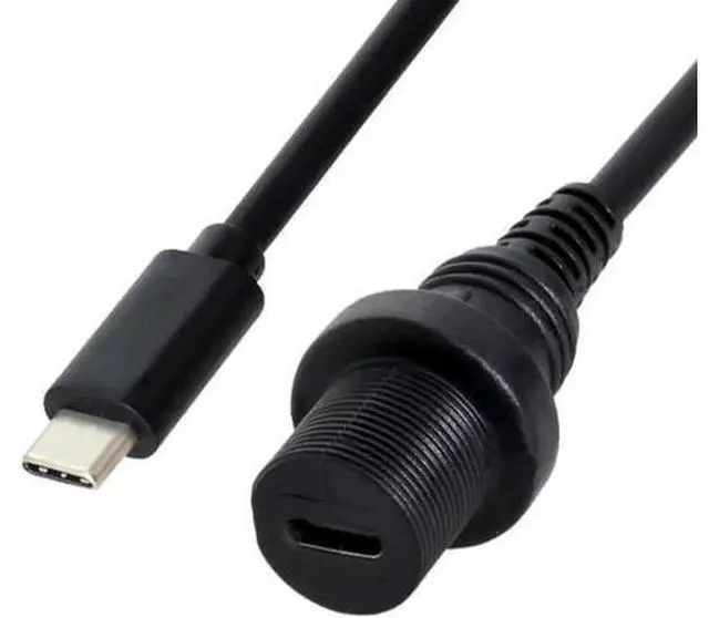Alt view image 2 of 6 - UC-043 Waterproof USB-C Type-C USB 3.1 Extension Flush Car Mount Extension Cable for Dashboard Panel