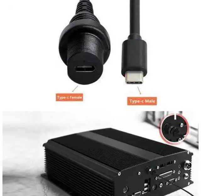 Alt view image 3 of 6 - UC-043 Waterproof USB-C Type-C USB 3.1 Extension Flush Car Mount Extension Cable for Dashboard Panel