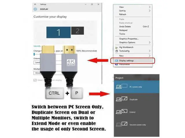 Alt view image 4 of 7 - 0.3m HDMI 2.0 Male to HDMI Type-A Male 4K 60hz Cable with Sleeve Straight Connector for HDTV Computer Laptop Monitor
