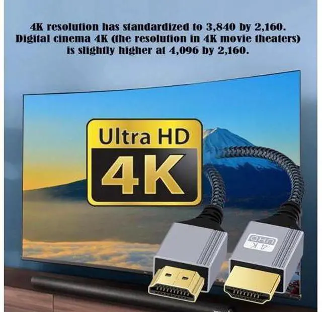 Alt view image 2 of 7 - 0.3m HDMI 2.0 Male to HDMI Type-A Male 4K 60hz Cable with Sleeve Straight Connector for HDTV Computer Laptop Monitor