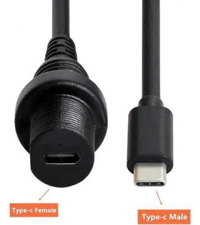 Alt view image 5 of 6 - UC-043 Waterproof USB-C Type-C USB 3.1 Extension Flush Car Mount Extension Cable for Dashboard Panel