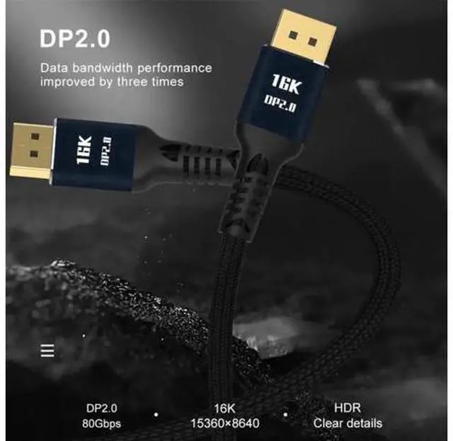 Alt view image 4 of 7 - DisplayPort 2.0 DP to DP Cable 16K 60hz Cable Ultra-HD UHD DP 1.4 8K 120hz for PC Laptop TV