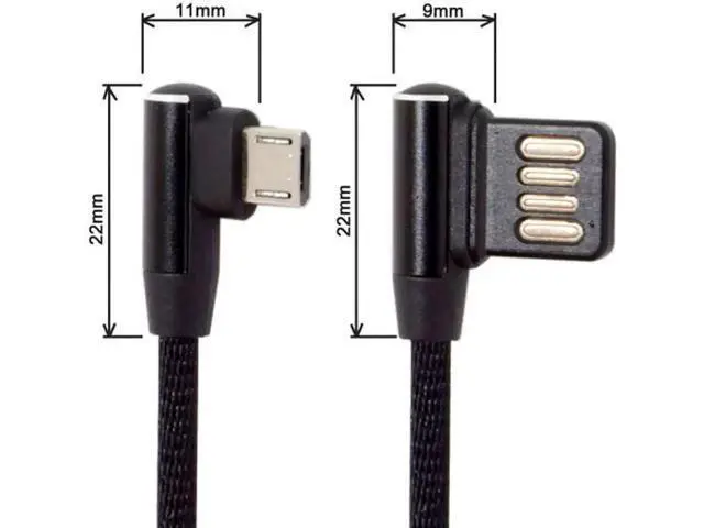 Alt view image 3 of 7 - U2-114 Micro USB 5Pin to Left Right Angled 90 Degree USB 2.0 Data Cable with Sleeve for TabletPhone 15cm