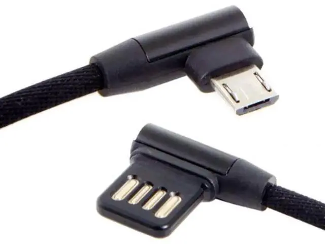 Alt view image 7 of 7 - U2-114 Micro USB 5Pin to Left Right Angled 90 Degree USB 2.0 Data Cable with Sleeve for TabletPhone 15cm