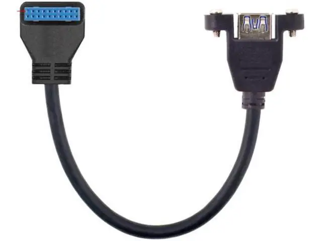 Alt view image 2 of 6 - USB 3.0 Single Port A Female Screw Mount Type to Down Angled Motherboard 20pin Header Cable 90 Degree U3-384-DN