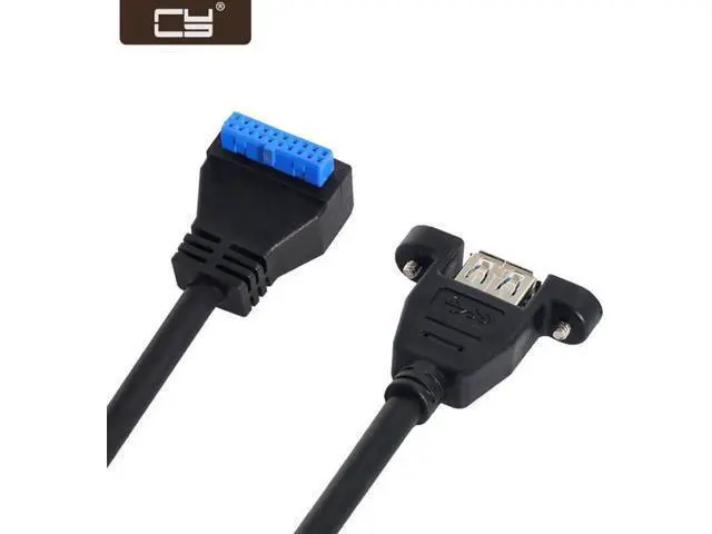 Alt view image 4 of 6 - USB 3.0 Single Port A Female Screw Mount Type to Down Angled Motherboard 20pin Header Cable 90 Degree U3-384-DN