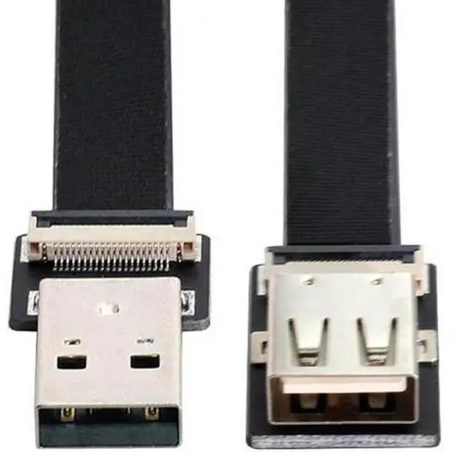 Main image of USB 2.0 Type-A Male to Female Extension Data Flat Slim FPC Cable for FPV and Disk and Scanner and Printer 3.3"feet