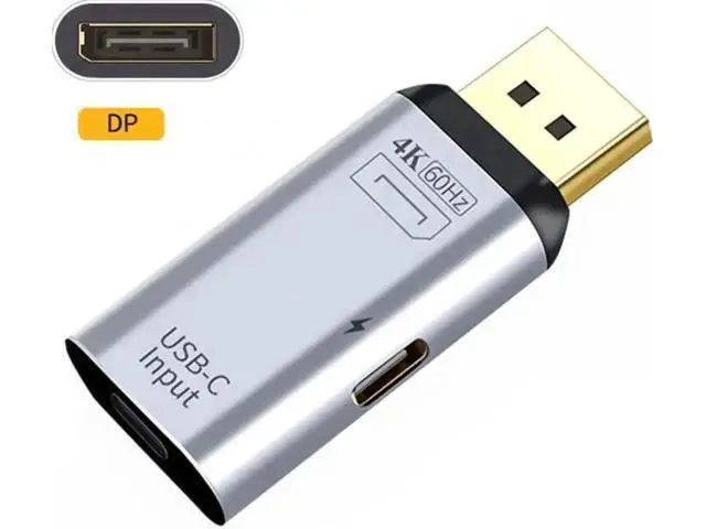 Alt view image 2 of 7 - UC-054-DPF USB-C Type C Female Source to Displayport DP Sink HDTVPD Power Adapter 4K 60hz 1080p for PhoneLaptop