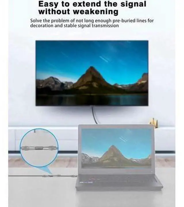 Alt view image 6 of 7 - HD Adapter 4K/8K Compatible with HDMI 2Pack Female Male to Female Fully Shielded HD Connector (Cubic Bend M to F 4K)