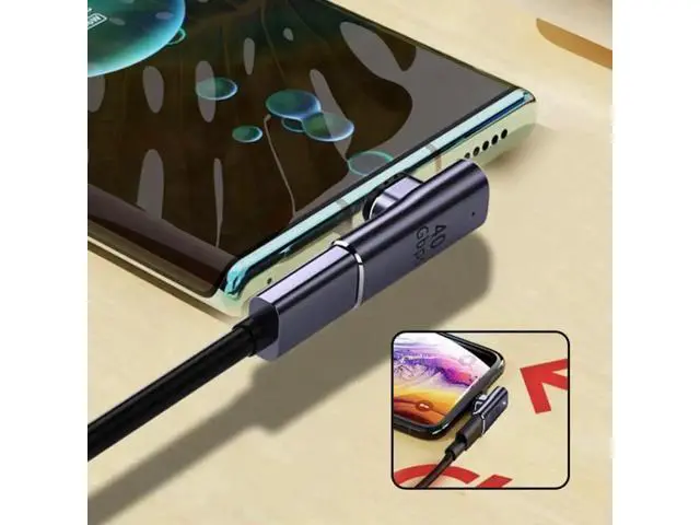 Alt view image 3 of 7 - UC-026-LP 40Gbps USB4 Type C Male to Female Low Profile Right Angled 100W Power Data 8K Video Adapter for Laptop Phone
