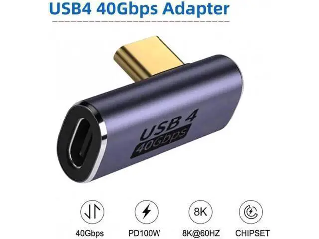 Alt view image 5 of 7 - UC-026-LP 40Gbps USB4 Type C Male to Female Low Profile Right Angled 100W Power Data 8K Video Adapter for Laptop Phone