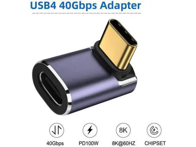 Alt view image 3 of 6 - UC-026-UP 40Gbps USB4 Type C Male to Female 90 Degree Up Down Angled 100W Power Data 8K Video Adapter for Laptop Phone