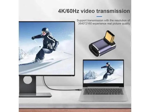 Alt view image 4 of 6 - UC-026-UP 40Gbps USB4 Type C Male to Female 90 Degree Up Down Angled 100W Power Data 8K Video Adapter for Laptop Phone