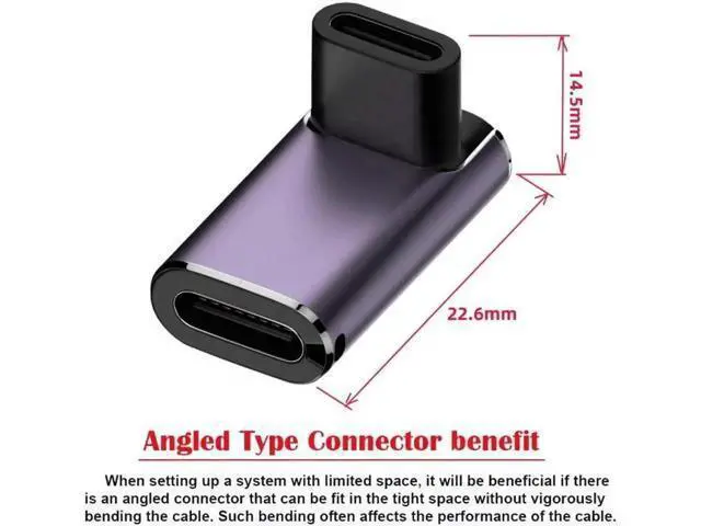 Alt view image 7 of 7 - USB4 Type C Female to Female 240W Power 40Gbps Data 8K Video Adapter Up Down Angled for NS Phone Laptop