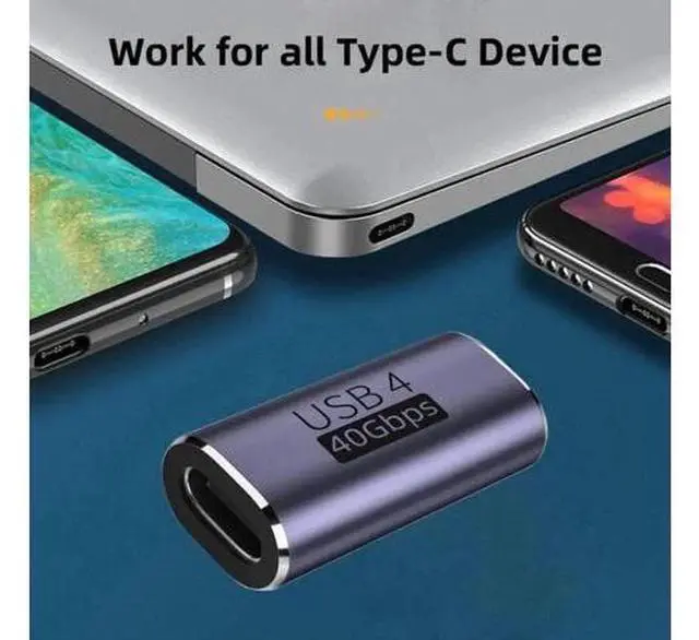 Alt view image 4 of 7 - UC-026-FF 40Gbps USB4 Type C Female to Female 100W Power Data 8K Video Adapter Extender for Laptop Phone