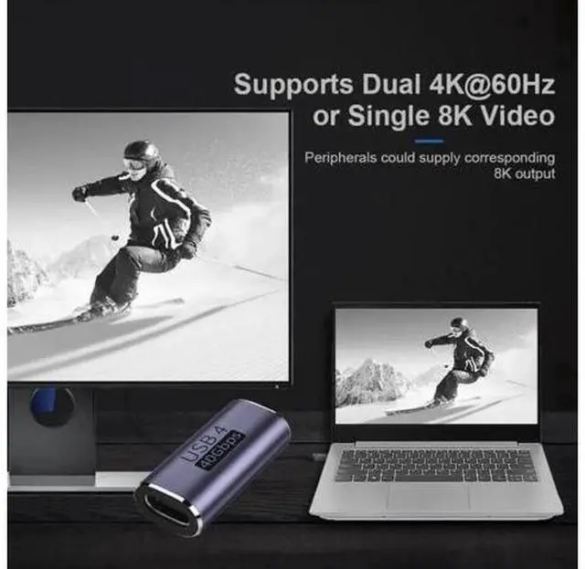 Alt view image 6 of 7 - UC-026-FF 40Gbps USB4 Type C Female to Female 100W Power Data 8K Video Adapter Extender for Laptop Phone