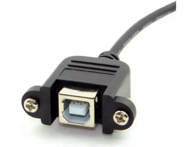 Alt view image 2 of 7 - U2-132-BK-0.5M USB 2.0 B Type Male to Female Printer Scanner Hard Disk Extension Cable with Screws for Panel Mount 50cm
