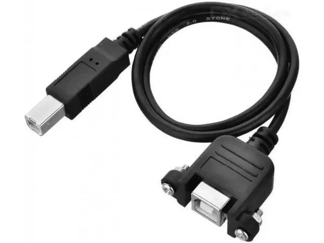 Alt view image 5 of 7 - U2-132-BK-0.5M USB 2.0 B Type Male to Female Printer Scanner Hard Disk Extension Cable with Screws for Panel Mount 50cm