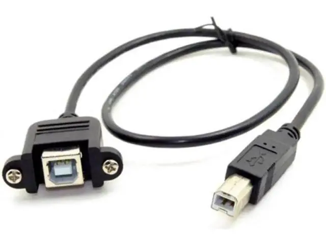 Alt view image 6 of 7 - U2-132-BK-0.5M USB 2.0 B Type Male to Female Printer Scanner Hard Disk Extension Cable with Screws for Panel Mount 50cm