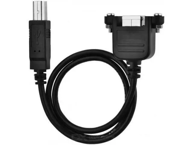 Alt view image 7 of 7 - U2-132-BK-0.5M USB 2.0 B Type Male to Female Printer Scanner Hard Disk Extension Cable with Screws for Panel Mount 50cm