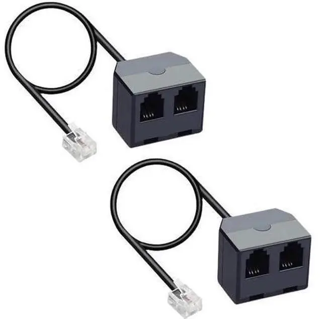 Alt view image 3 of 6 - RJ11 1 to 2 Phone Line Splitter 6P4C Plugs Four Core Adapter with 4.8inch Cable for Telephone Fax Machine (2)