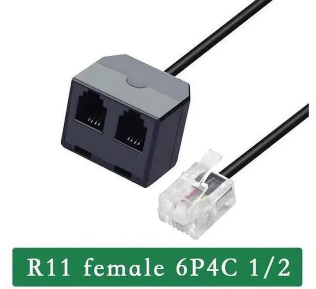 Alt view image 6 of 6 - RJ11 1 to 2 Phone Line Splitter 6P4C Plugs Four Core Adapter with 4.8inch Cable for Telephone Fax Machine (2)