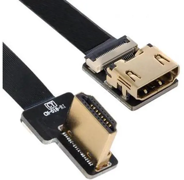 Alt view image 4 of 7 - Left Angled 90 Degree HDMI Male to Female FPC Flat Cable for HDTV Multicopter Aerial Photography