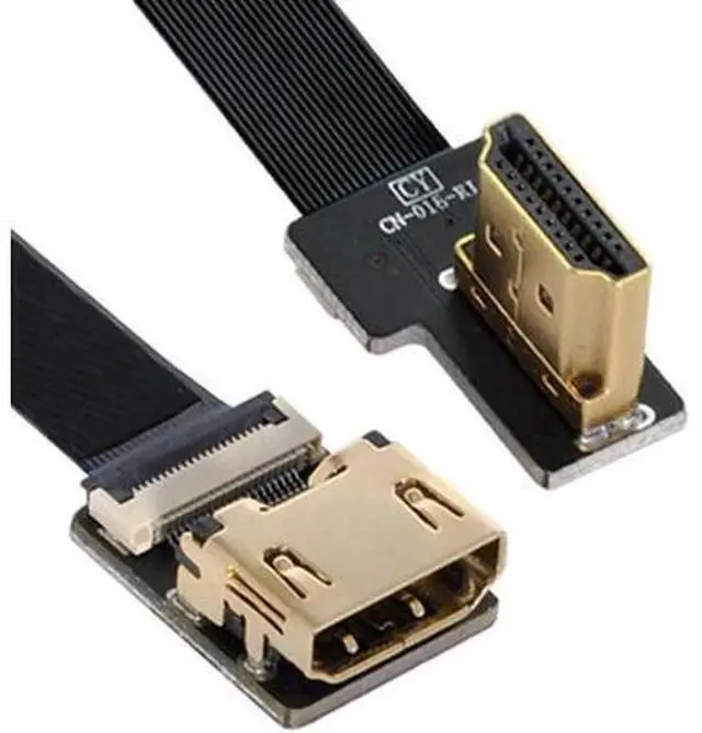 Alt view image 4 of 7 - Right Angled 90 Degree HDMI Male to Female FPC Flat Cable for HDTV Multicopter Aerial Photography