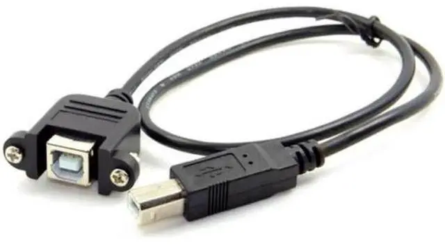 Main image of U2-132-BK-0.5M USB 2.0 B Type Male to Female Printer Scanner Hard Disk Extension Cable with Screws for Panel Mount 50cm