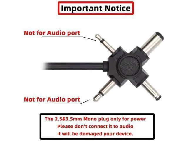 Alt view image 7 of 7 - 4 in 1 DC 5V 5.5x2.1mm 4.0x1.7mm Mono 3.5mm 2.5mm to USB 2.0 Power Plug Barrel Connector Charge Cable 1.5M
