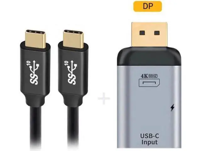 Alt view image 3 of 7 - UC-054-DPF+UC-134-2.0M 100W 10Gbps CableUSB-C Type C Female Source to Displayport DP Sink HDTVPD Power Adapter 4K 60hz 1080p for PhoneLaptop