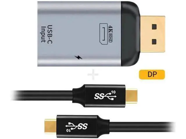Alt view image 4 of 7 - UC-054-DPF+UC-134-2.0M 100W 10Gbps CableUSB-C Type C Female Source to Displayport DP Sink HDTVPD Power Adapter 4K 60hz 1080p for PhoneLaptop