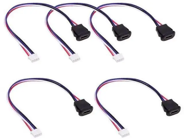 Alt view image 4 of 7 - 5pcs/set DIY OEM Type C Female Socket to 4Pin Header Cable Pitch=2.0mm Latch Mount Type DC 5V Power